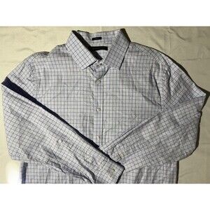 Tommy Hilfiger Mens Slim Fit Cotton Blue Dress Shirt 16.5 32-33 Large